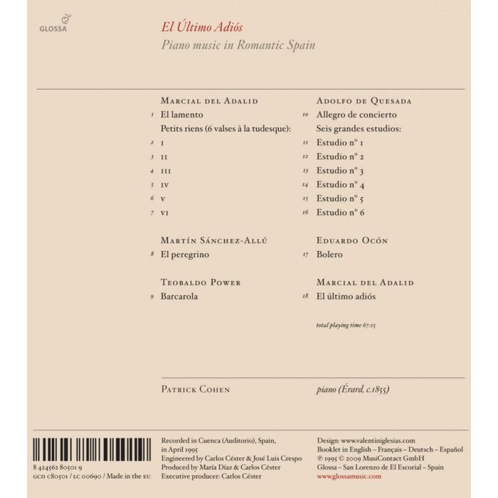 El Último Adiós, Piano music in Romantic Spain - slide-1