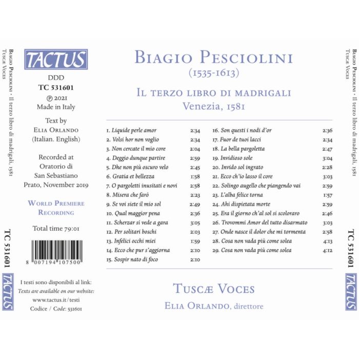 Pesciolini: Il terzo libro di madrigali, Venezia 1581 - slide-1