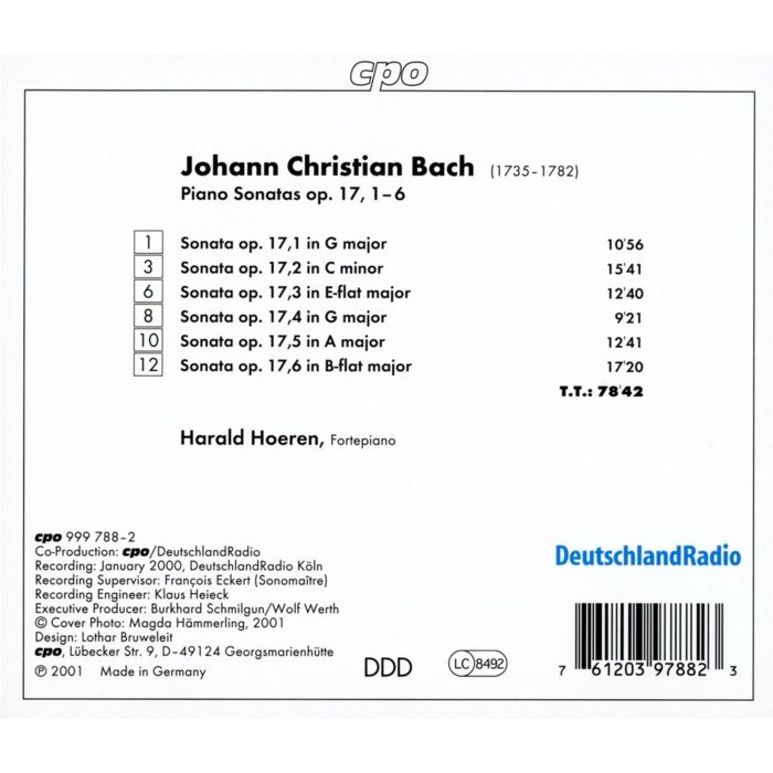 BACH J. C.: Piano sonatas op.17 - slide-1