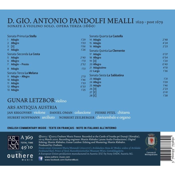 Pandolfi Mealli: Sonate à violino solo. Opera Terza - slide-1