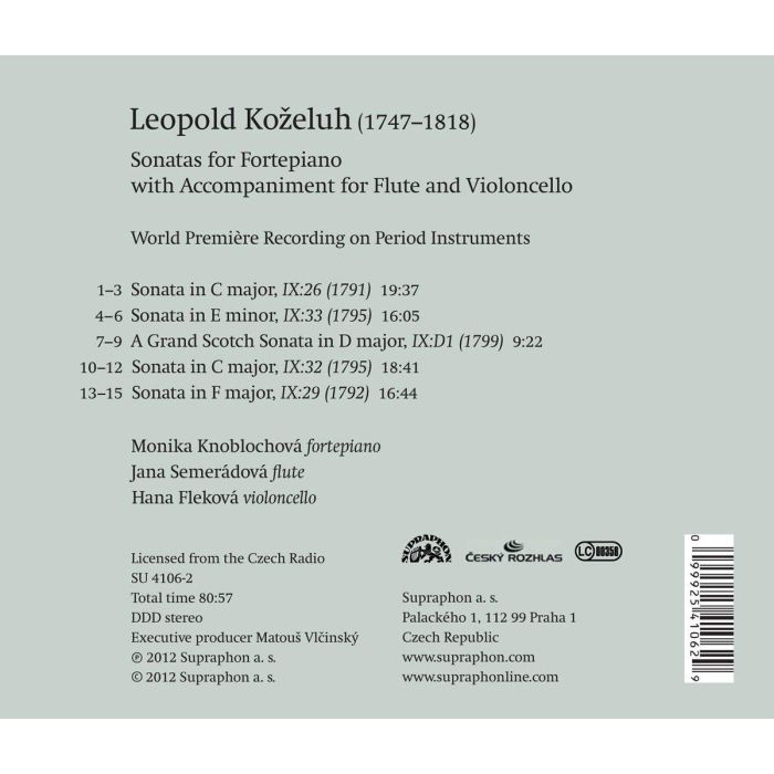 Koželuh: Sonatas for Fortepiano, Flute and Cello - slide-1