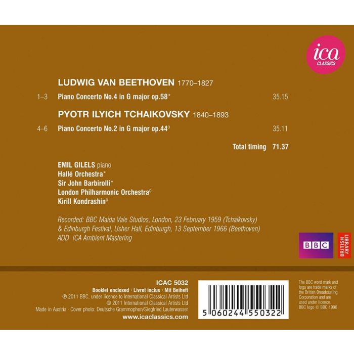 Beethoven: Piano Concerto No. 4 / Tchaikovsky: Piano Concerto No. 2, nagr. Edinburgh Festival 1966 & BBC Studios London 1959 - slide-1
