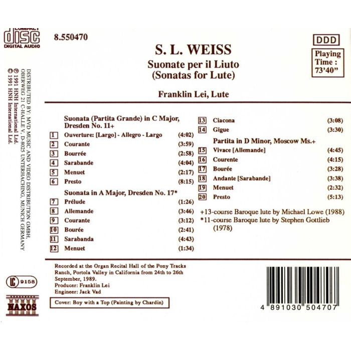 Weiss: Lute Sonatas Nos. 12 and 39, Lute Partita in D Minor - slide-1