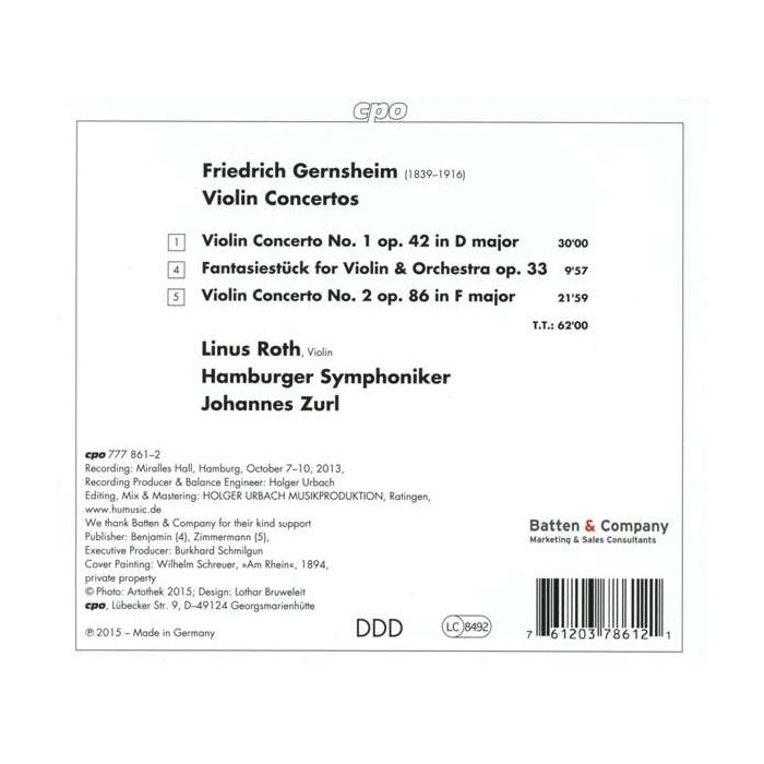 Gernsheim: Violin Concertos 1 & 2, Fantasiestück op. 33 - slide-1