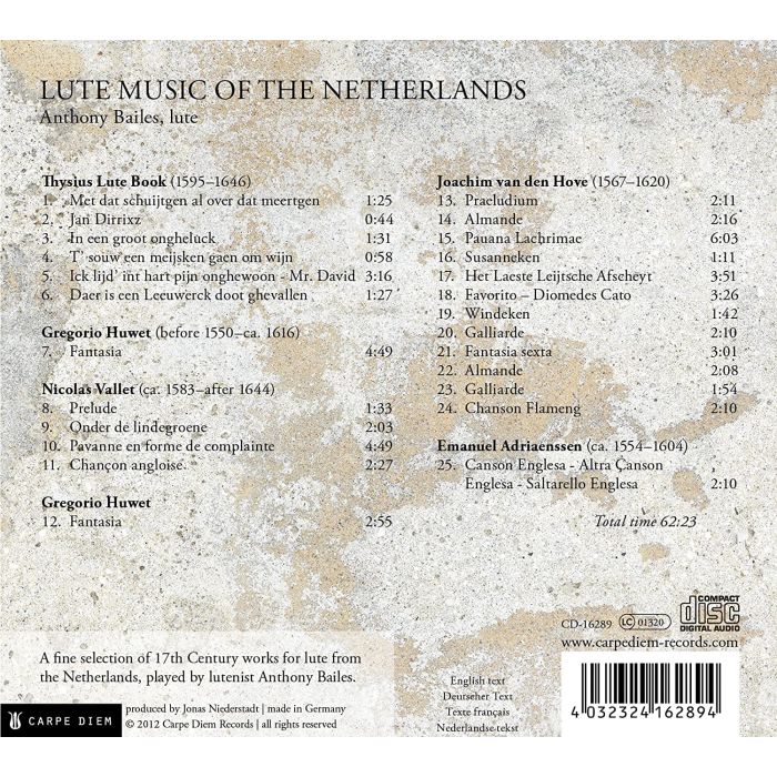 Lute music of the Netherlands - Nicolas Vallet, Gregorio Huwet, Joachim van den Hove - slide-1