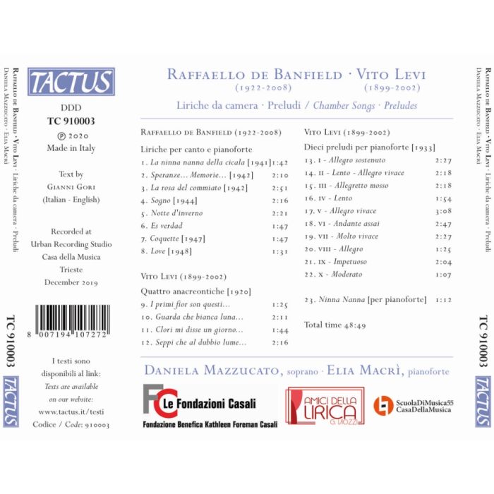 De Banfield; Levi: Chamber Songs; Preludes - slide-1