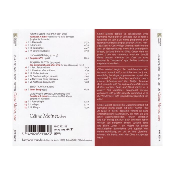 Bach: Partita BWV 1013, C.P.E. Bach: Sonata Wq. 132, Berio, Carter, Britten - slide-1