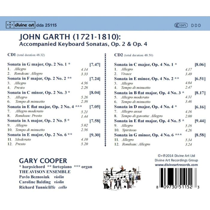 Garth: Accompanied Keyboard Sonatas Op. 2 & Op. 4 - slide-1