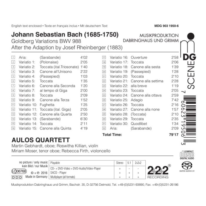 Bach: Goldberg Variations BWV988 (after J. Rheinberger) - slide-1