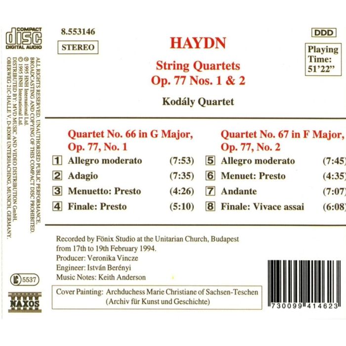 HAYDN: String Quartets Op. 77, Nos. 1 & 2 - slide-1