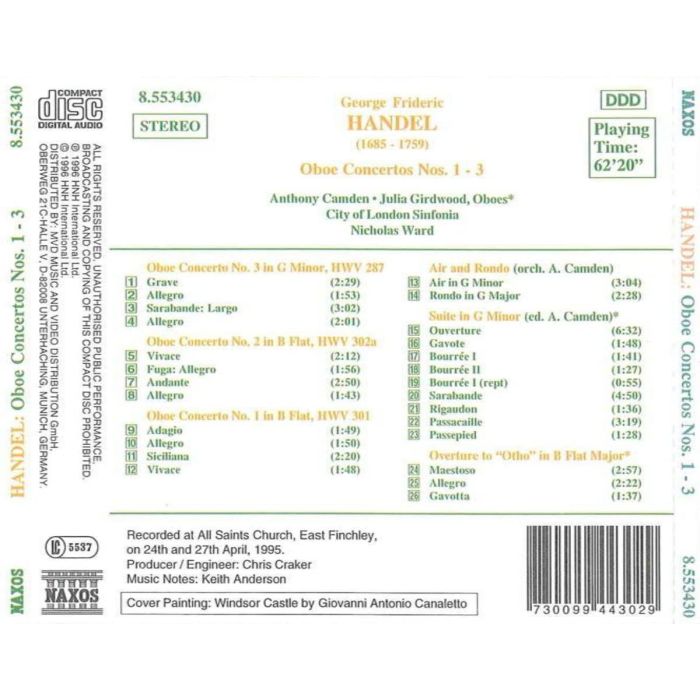 HANDEL: Oboe Concerti nos.  1 - 3 - slide-1