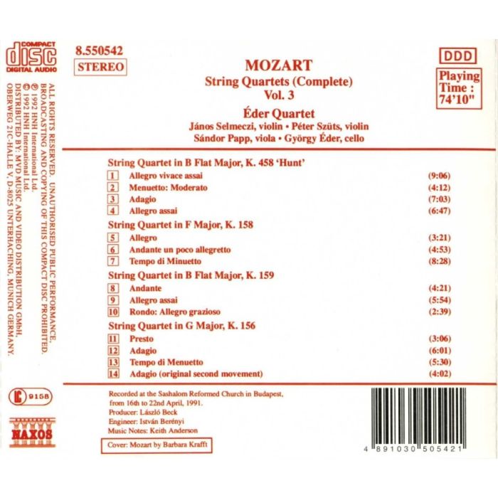 Mozart: String Quartets, K. 156, K. 158-159, K. 458 - slide-1
