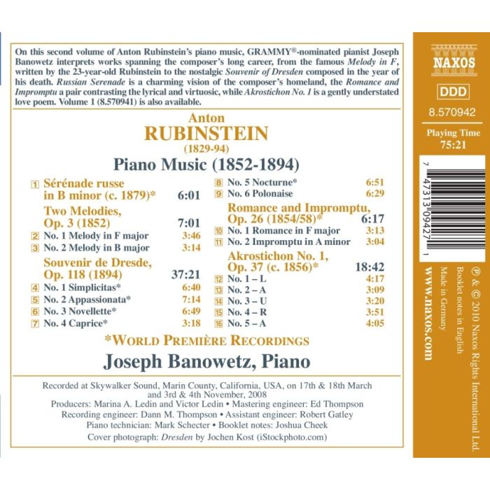 Rubinstein: Piano Music Vol. 2 - Souvenir de Dresde, Akrostichon No. 1 - slide-1