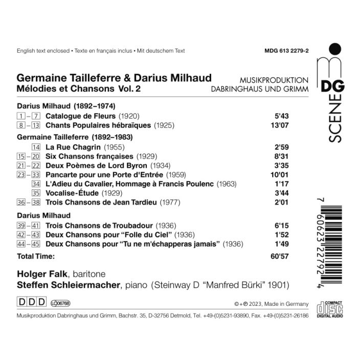 Tailleferre & Milhaud: Mélodies et chansons Vol. 2 - slide-1