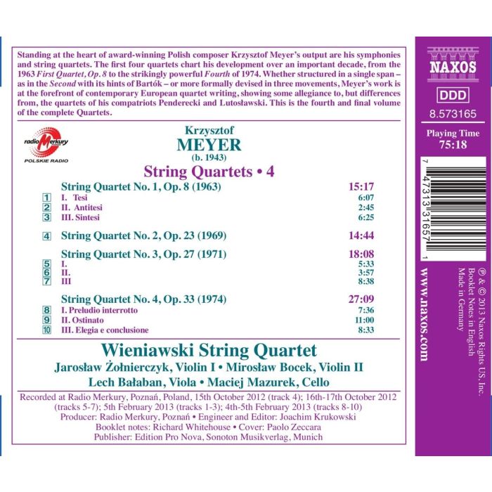 Meyer: String Quartets • 4 - Nos. 1, 2, 3 & 4 - slide-1
