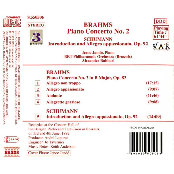 BRAHMS: Piano Concerto No. 2 / SCHUMANN: Introduction and Allegro appassinato - slide-1