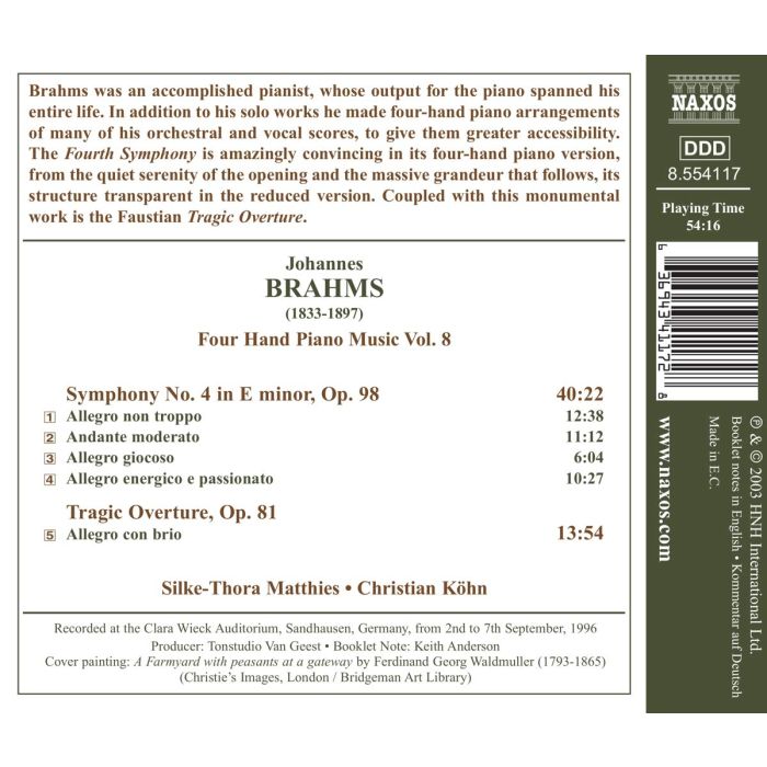 BRAHMS: Four Hand Piano Music vol. 8 - slide-1