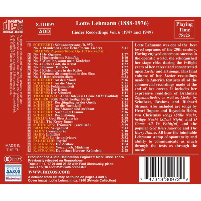 LEHMANN Lotte: Lieder Recordings Vol. 6 - slide-1