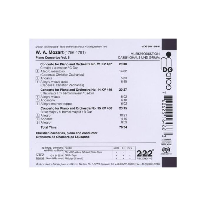 Mozart Piano Concertos Vol. 6 - nr 21, 14 i 15 (SACD) - slide-1