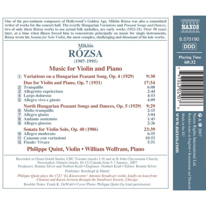 ROZSA: Music for violin and piano - slide-1