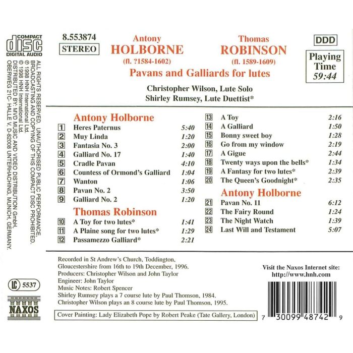HOLBORNE / ROBINSON: Lute Music - slide-1