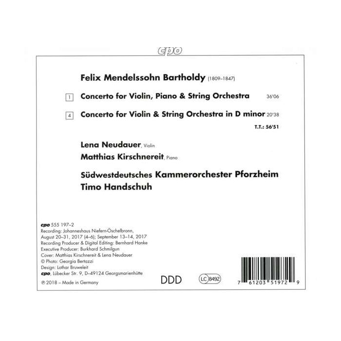 Mendelssohn: Concerto for Violin, Piano & String Orchestra; Violin Concerto in D minor - slide-1