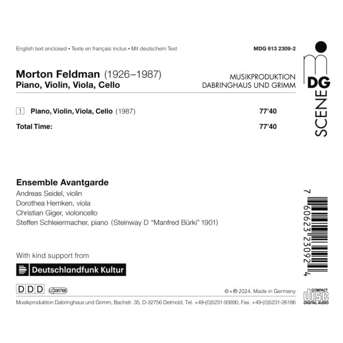 Feldman: Piano, Violin, Viola, Cello - slide-1