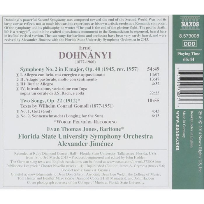 Dohnanyi: Symphony No. 2; Two Songs - slide-1