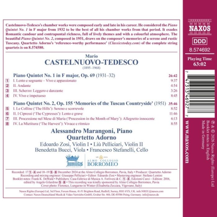 Castelnuovo-Tedesco: Piano Quintets - slide-1