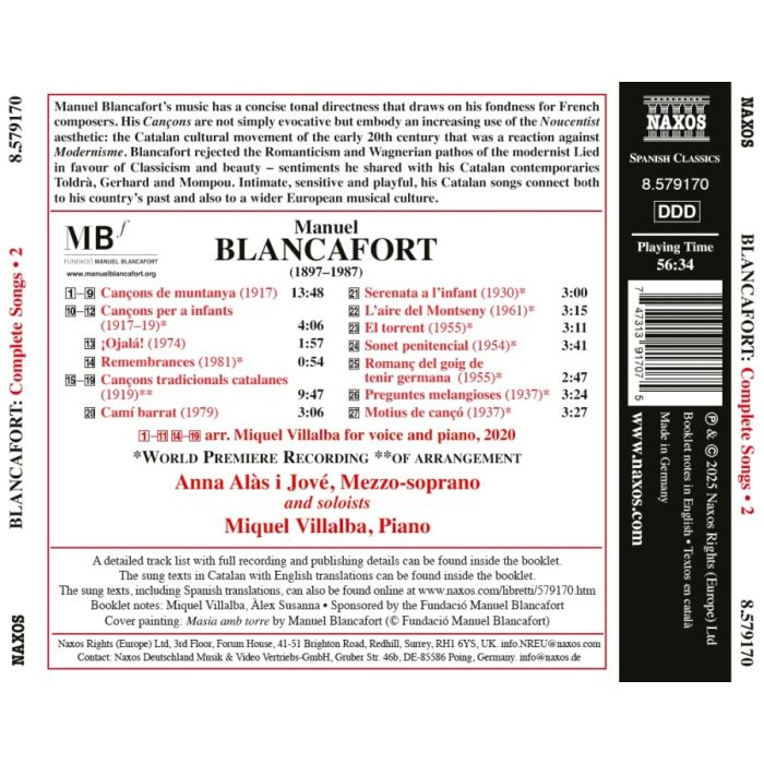 Blancafort: Complete Songs Vol. 2 - slide-1