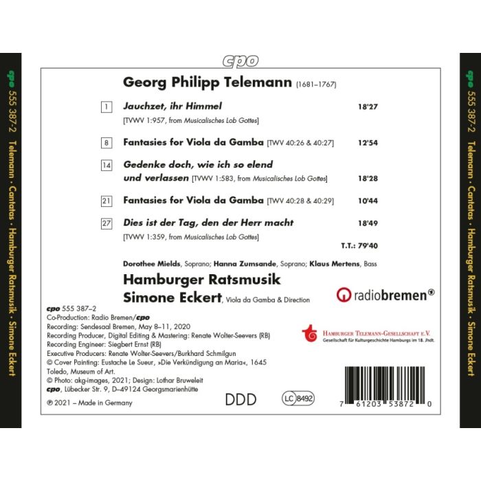 Telemann: Musicalisches Lob Gottes - Cantatas; Fantasies for Viola da Gamba - slide-1