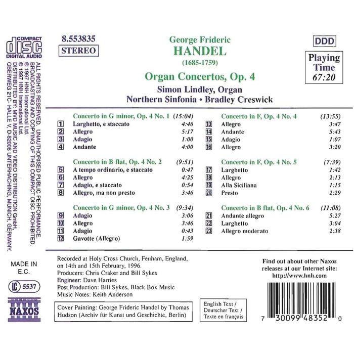 Handel: Organ Concertos, Op. 4, Nos. 1-6 - slide-1