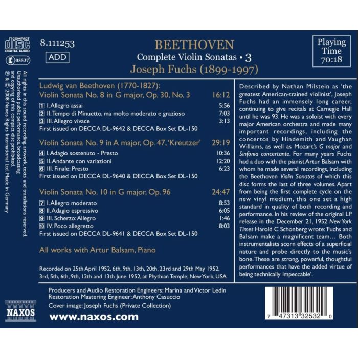 Beethoven: Complete Violin Sonatas 3 - nr 8, 9 