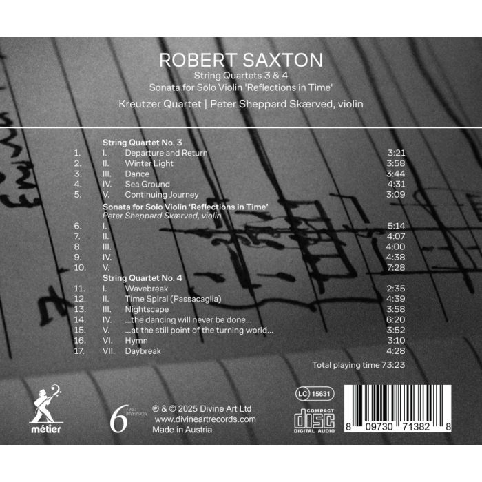 Saxton: String Quartets No. 3 & 4; Sonata for Solo violin  - slide-1