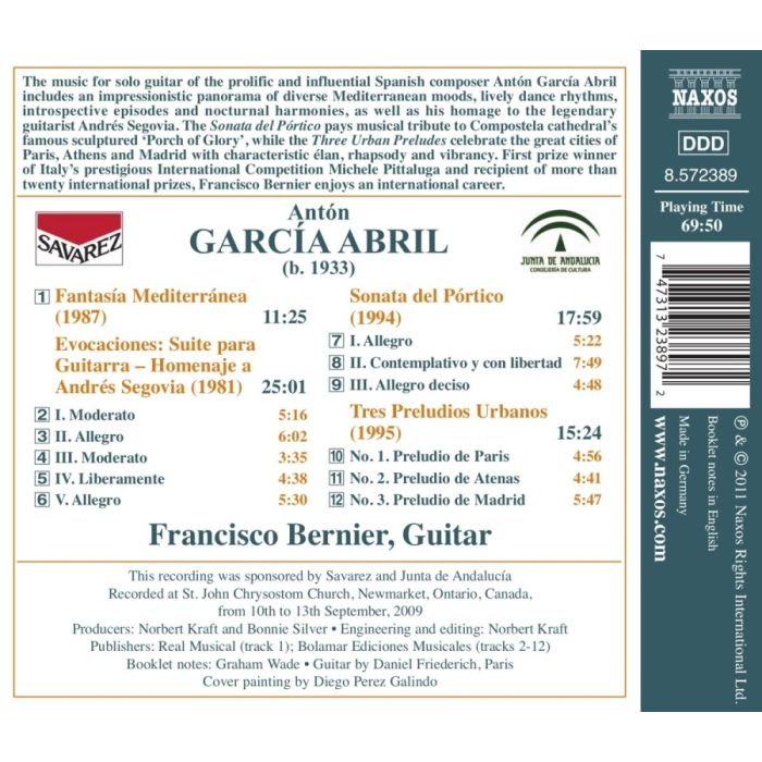 Garcia Abril: Guitar Music - Fantasia Mediterranea, Evocaciones, Sonata del Portico, 3 Preludios Urbanos - slide-1