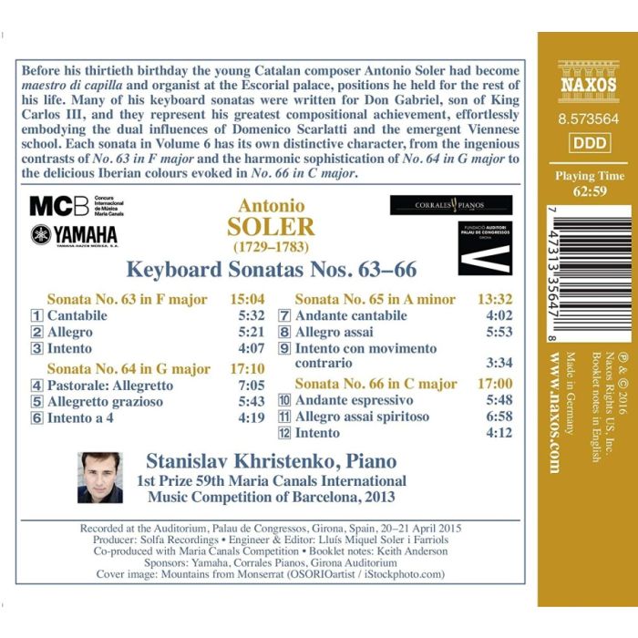 Soler: Keyboard Sonatas Nos. 63-66 - slide-1