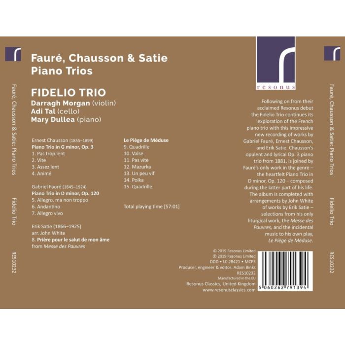 Faure; Chausson; Satie: Piano Trios - slide-1