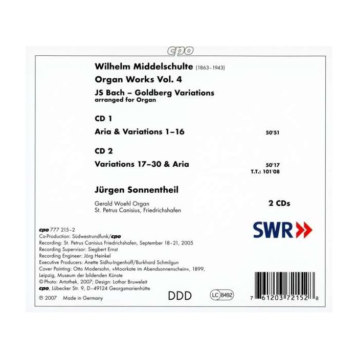 Middelschulte: Goldberg Variations BWV988 arranged for Organ - slide-1