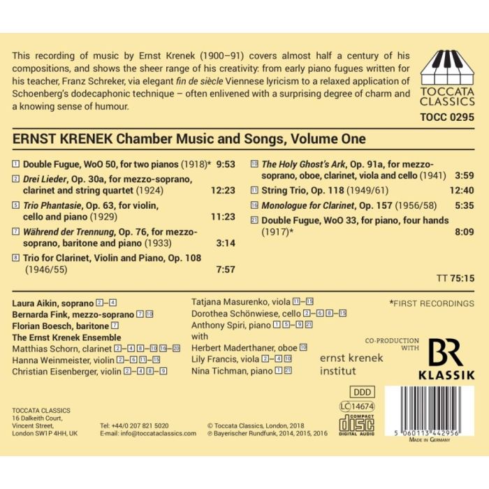 Krenek: Chamber Music and Songs Vol. 1 - slide-1