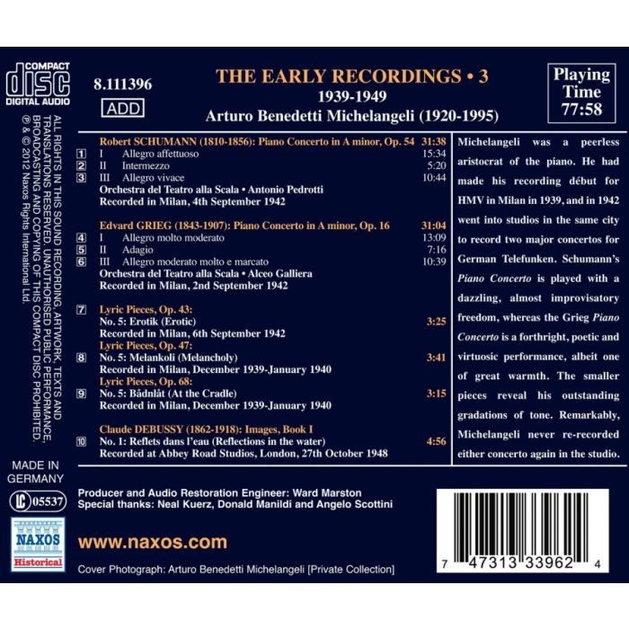 Michelangeli Early Recordings 3 - Grieg & Schumann: Piano Concertos - slide-1