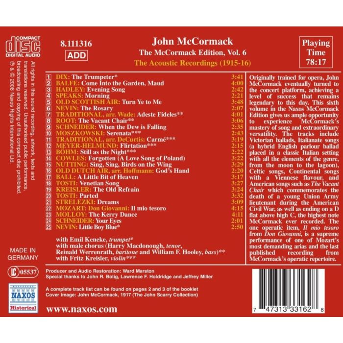 McCormak Edition Vol. 6 - The Acoustic Recordings / 8.111316 - slide-1