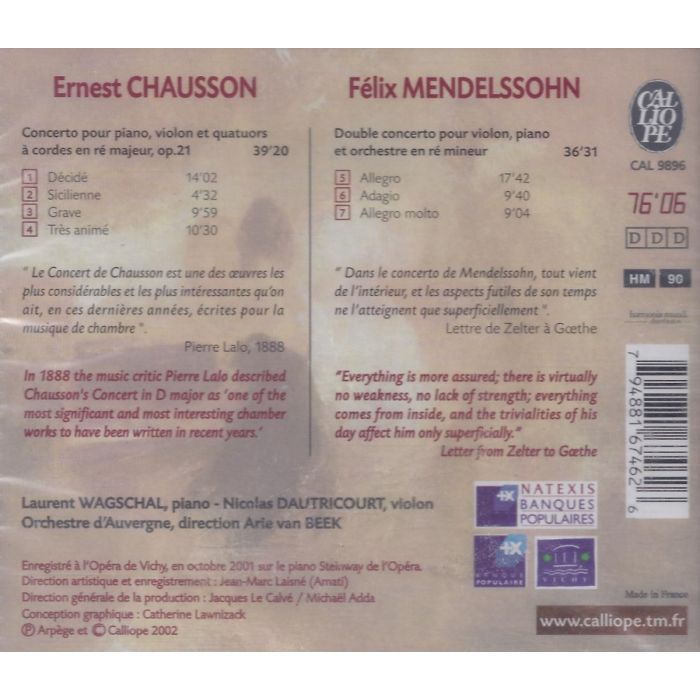 Chausson: Concert pour piano, violon & cordes; Mendelssohn - slide-1
