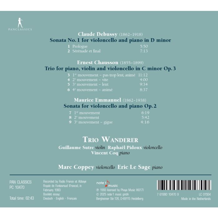 Chausson: Piano Trio; Debussy & Emmanuel: Cello Sonatas - slide-1