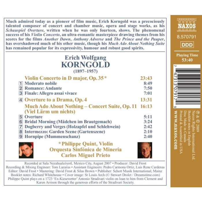 Korngold: Violin Concerto, Much Ado About Nothing – Concert Suite, Overture - slide-1