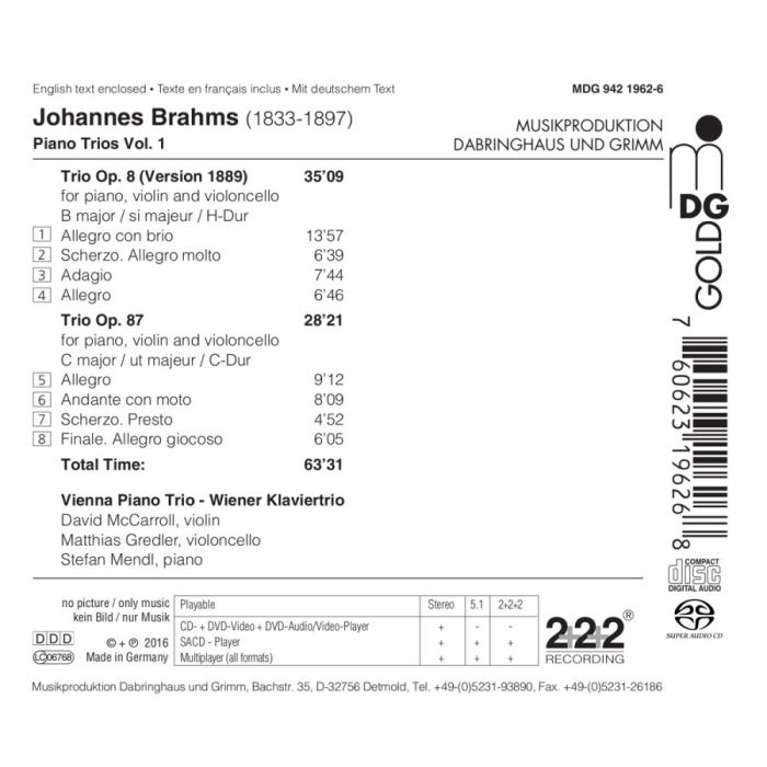 Brahms: Complete Piano Trios Vol. 1 - slide-1
