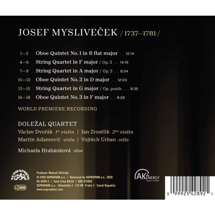 Mysliveček: Oboe Quintets; String Quartets - slide-1