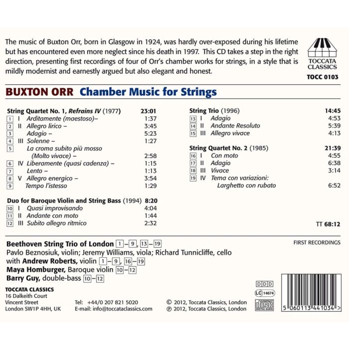 Buxton Orr: Chamber Music for Strings - slide-1