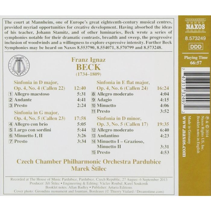 Beck: Symphonies Op. 4 Nos. 4-6 & Op. 3 No. 5 - slide-1