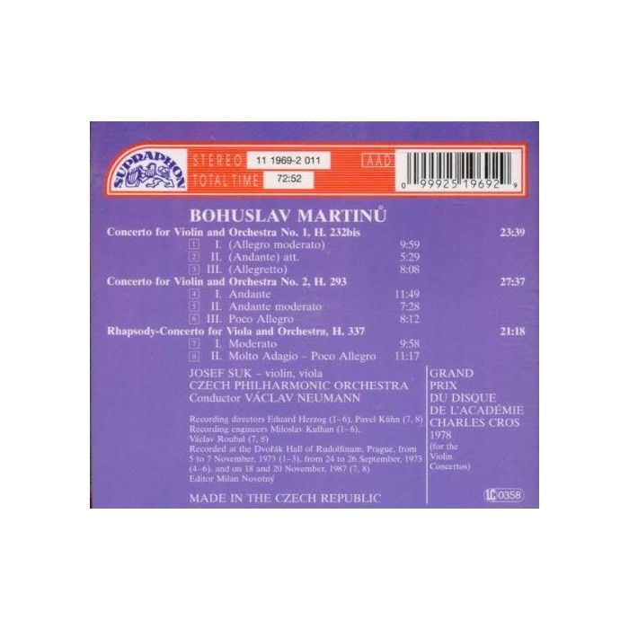 Martinů: Violin Concertos, Rhapsody-Concerto - slide-1