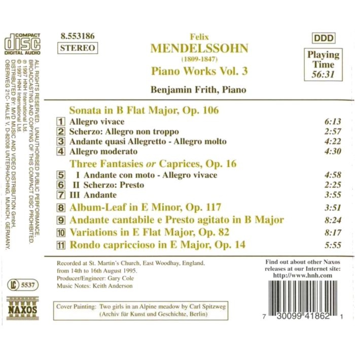 MENDELSSOHN: Piano Works vol. 3 - slide-1